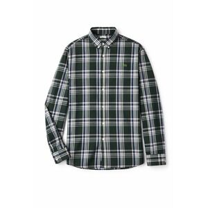 Lacoste Mens Regular Fit Plaid Button Down Shirt Green Blue‎ White XL